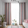 Scandinavian Curtain for Living Dining Room Bedrooms Style Yellow Striped Gray Blackout Curtain Blue Transparent Tulle Blinds 210712