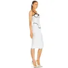 Summer High Quality Sexy Bandage Women Midi Dress White Spaghetti Strap Bodycon Party Club Celebrity 210525