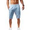 Coton lin hommes Shorts été décontracté mode respirant solide plage Shorts mince respirant taille élastique mâle pantalons de survêtement 210603
