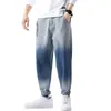Männer Jeans Hosen Mode Gewaschen Denim Hosen Slim Fit Elastische Beiläufige Gerade Knöchel-Länge Hosen Homme Y0927