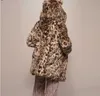 Imitation Fur Coat Listed Women's Wear Medium och Long Loose Fluffy Leopard Print 211207