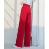Arrivée printemps été corée mode rouge jaune blanc taille haute Vintage pantalon large décontracté femmes pantalons M73 210512