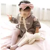 Boy Bodysuits Babies Love Baby Girl Clothes Bat Bud Flower Cuff Cap Long Sleeve Cotton Jumpsuit 210417