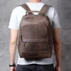 Vintage Mad Horse Leather Shoulder Bag, Men's Leather Backpack, High Capacity Computer Bag