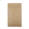 Durável Multi Tamanhos Flat Brown Kraft Embalagem Sacos Alimento Bolsa Saco De Papel Armazenamento com Janela Clear 100 Pcs / Lotgoods