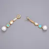 GuaiGuai bijoux blanc Keshi perle coquille bleu Turquoise Amazonite boucles d'oreilles goutte à la main pour les femmes vraies pierres précieuses pierre dame Fashi4891822