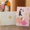 (50 штук / Лот) Новый 3D розовый цветок свадебные приглашения невесты Groom персонализированные печатные брачные поздравительные открытки CX073