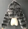 Mode Höst Vinter Högkvalitativ Faux Fox Fur Coat Kvinnor Vintage Långärmad Med Cap Slim Short Jackor Furry Coat Femme