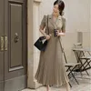 Maxi pleated Dress for women Summer Korea OL Short Sleeve notched Line Sexy ladies Office Party Long Dresses 210602