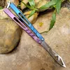 Balisong AB Theone Butterfly Training Trainer Coltello Miscelazione colori Manico in titanio monopezzo Sistema di boccole lama D2 Coltelli oscillanti Triton Squid Hom EX10 BM42 BM51