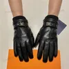 Rhinestone Letter Gloves Design Warm Mitten Personalized Outdoor Windproof Mittens Mens Adjustable Button Leather Glove