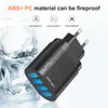 USLION EU/US Charge rapide 3.0 chargeur USB 4 Ports 48W adaptateur mural de Charge rapide pour téléphone portable Samsung Xiaomi