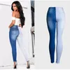 Women's Jeans 2021 Summer Fashion Tide Blue High Waist Patchwork Hit Color Two Colors Designer Woman Straight Pants Pencil