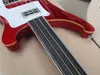 4/5 Strings Fretless Metallic Red Electric Bass Guitar with Golden Binding,Chrome Hardware,Can be customized