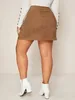 Skirts Women High Waist Short Pencil Skirt Corduroy O-Ring Zip Up Mini Plus Size