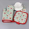 2 sztuk / zestaw Piekarnik Mitts Christmas Pieczenia Anti-Hot Rękawiczki Pad Pad Dining BBQ Kitchen Mat Nowy Rok 2020 Xmas Party Decoration Supplies