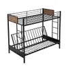 US Stock Bedroom Furniture Rustic Twin Over Full Metal Bunk Bed, Convertible Futon Beds, Black a32