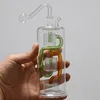 cute Recycler Oil Bubbler pipe with 10mm Smoking glass oil bowl Dab Tool Shisha Hookah Ash Catchers for funny colorful Bong Wax Rig Water Tobacco and Percolater