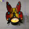 FUMAT Candle Holder Butterfly Stained Glass Christmas Gift Bedroom Bedside Night Lamp Light Wedding Decoration Tealight Holders 210824