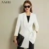 AMII Minimalizm Brytyjski Styl Causal Blazer Kobiety Lapel Solidna Podwójna Pas Damska Kurtka Olstyle Suit Coat 12030330 x0721