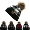 Cappello di lana caldo di Natale Natale generoso reticolo aggraffatura colore abbinato CC standard cappelli lavorati a maglia con palla di lana staccabile