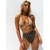 Schijnend Crystal Tassel Bikini Cover Up Women Sexy Hollow High Taille Skirts Clubwear Beach Cover-Up Swimsuit Bottom Wrap Sarong Women's Swim