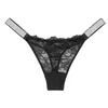 Sexy Kobiety Bielizna List Rhinestone Koronki Transparent T-Back Samica Niski Wzrost Miłość G-String Panties Soft Black Bielizna Damskie