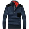 Winter Mens Pullover Gebreide Trui Mannelijke Wol Fleece Dikke Casual Pullover Patchwork Warm Pocket Sweater Standing Collar 2111008