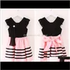 Big Girls Princess Dress Summer Children Stripe Casual con Back Bowknot Gonna Tutu stile coreano per bambini 10 Figij Hl8Ze