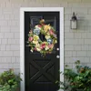 Decorative Flowers & Wreaths Front Door Decor Wreath Rainbow Hydrangea For Window Home Decoration Artificial Rose Flower 16inch259K