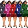 Feather Winter Dresses Women Vintage Print Bodycon African Ladies Long Sleeve Party Dress Mini Sexy Club Black Plus Size 2XL 3XL 201102