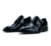 2022 bout carré moine sangle noir robe de mariée chaussures mode cuir de vache hommes formel affaires Oxfords à la main Derby chaussures