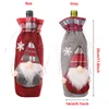 Christmas Wine Bottle Cover with Gnomes Buffalo Plaid Gift Bag Xmas Table Ornaments New Year Dinner Decor PHJK2109