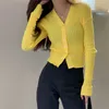 Yellow Skinny Solid Chic All Match Slim Fashion Brief Sunscreen Casual Femme High Quality Sweaters 210525