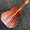 2021 Nowa najwyższa jakość 41-calowa Koa Drewniana ludowa gitara akustyczna 12 struny Real Abalone inkrustowany Ebony Fingerboard Koa Matt Wykończenie