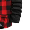 Men's Hoodies & Sweatshirts LUCLESAM Men Red Black Plaid Splicing Hoodie Mens Casual Streetwear Hooded Shirts Sudaderas Hombre