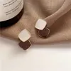 Orecchini a bottone da donna Orecchini pendenti quadrati piccoli coreani per donna 2021 Orecchini geometrici in resina dichiarazione Gioielli femminili Blu Marrone