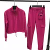 Femmes Tracksuits Jacket avec pantalon Sport Sport Slim pour dame avec lettres Zippers Spring Automne Terry Terry Tops Chemises Set de hoodie