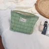 Koreansk rutig kosmetisk väska stor kapacitet utgör arrangör nödvändig toalett Kvinnor förvaringspåse dagkopplingar väskor fall