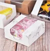 Gift Wrap 50pcs 8x8x3.5cm Small Paper Box With Transparent PVC Window Flower Dolls Packaging Jewelry Cardboard