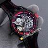 Excalibur 46 relógios automáticos Tourbillon RddBex0617 Mens relógio de esqueleto Dial PVD Caixa de aço carbono preto vermelho cinta de couro interno 6625751