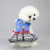Pies Cat Puppy Halloween Navy Paski Sailor Kostium Koronki Patchwork Sukienka Bez Rękawów Boże Narodzenie Outfit Pet Birthday Party Dresses