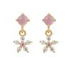 Ragazze Cubic Zirconia Luna Stella Pesca Filettata Orecchini Rame Coniglio Ciondolo Orso Per Le Donne Festa Placcato Oro 18k Bianco Rosa Blu CZ Gioielli Regalo