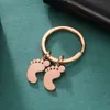 Baby Foot Personalized Custom Keychain Name Date Boy Girl Child Family Stainless Steel Kid Pendant Gift For Man Women Jewelry G1019