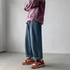 남자 청바지 Drawstring 패션 캐주얼 블루 / 블랙 헐렁한 남자 streetwear 느슨한 힙합 스트레이트 데님 바지 망 M-5XL