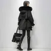 Fitaylor Large Natural Fur Hooded Winter Jacket Women 90% White Duck Down Thick Parkas Warm Sash Tie Up Snow Coat 211013