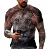 Erkek T-Shirt Yaz Moda 3D Baskı Hayvan Aslan Desen bol tişört Sokak Trendy Rahat Kısa Kollu Büyük Boy Erkek T Gömlek 6XL