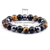 Bring Luck And Prosperity Natural Hematite Black Obsidian Tiger Eye Stone Triple Protection Bracelet for men women