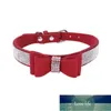 Bling Rhinestone Pet Cat Puppy Dog Collar Soft Suede Leather Bowknot Collar Small Medium Pet Dog Cat Teddy Decor Factory price expert design Quality Latest Style