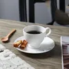 Mugs 1Set Ceramic White Tea Cup Coffee Mug And Saucer Set Housewarming Wedding Gift Manual Western Restaurant Bone-China